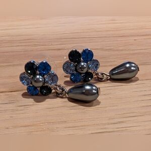 Elegant Silver and Blue Floral Earrings